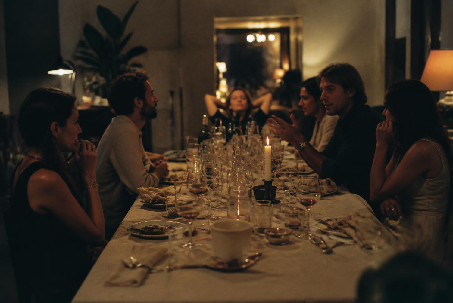 A long table late in the evening